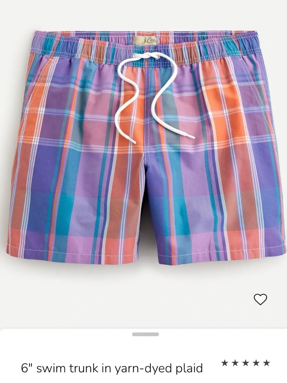 J. Crew Men's Purple Plaid Swim Trunks. Size Large.
